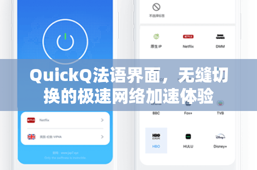 QuickQ法语界面，无缝切换的极速网络加速体验